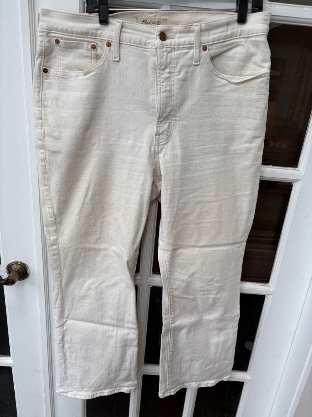 009 Madewell Women’s Cream Perfect Vintage Flare Cropped Jeans